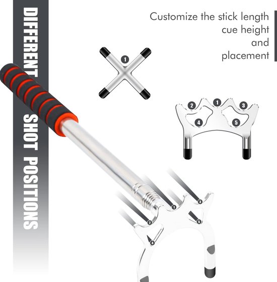 Biljart Cue Stick Bridge Set - Intrekbare Biljartkeu met Verwijderbare Brugkoppen en Accessoires voor Pooltafel van Merkloos — afbeelding 3