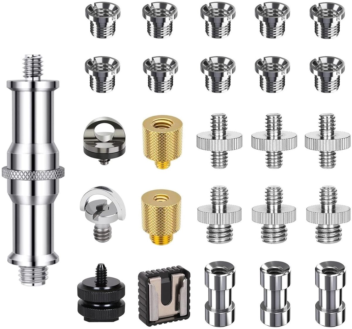 26 stuks camera-schroef 1/4 inch op 3/8 inch schroefdraad, duimschroeven, camera-statiefschroef, cameraschroeven, compleet voor kogelkop, statief, monopod, snelwisselplaat