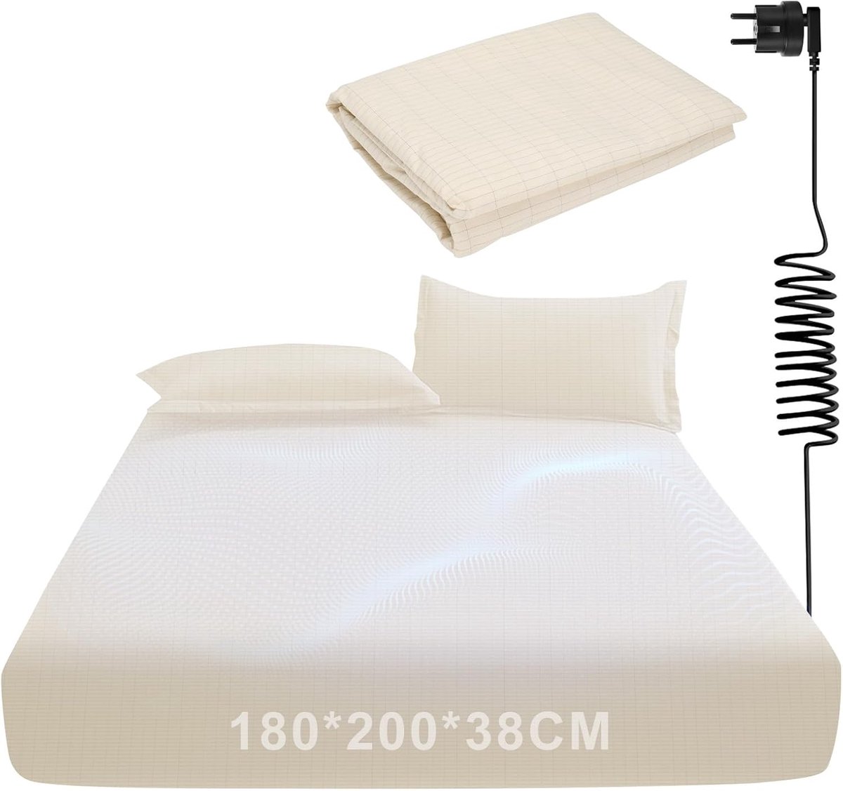 panthem Aarding Hoeslaken, 180 x 200 cm, beige, 38 cm diepe zak