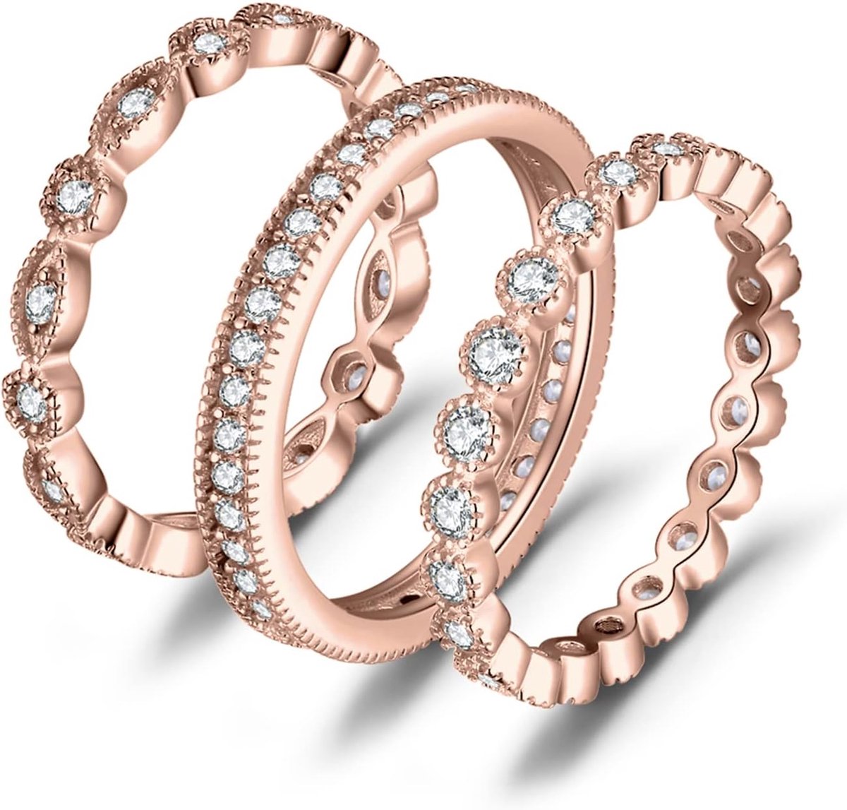Ringen Verlovingsring Trouwringen Zilver 925 Dames Zirkonia Zilveren Ringen Trouwringen Damesring Stapelring Trouwringen Voorstelring Eternity Ring Set Sieraden