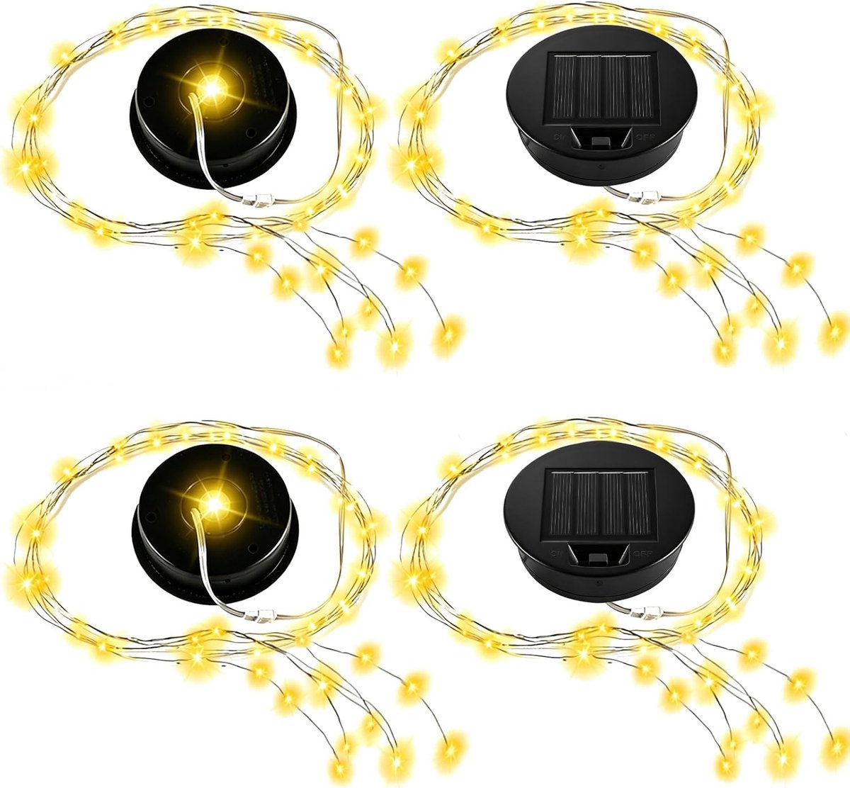 4 stuks reservelampen op zonne-energie met warmwitte lichtkettingen voor gieter op zonne-energie, 8,5 cm zonne-batterijbox, zonneverlichting, zonnepaneel, reserveonderdeel voor doe-het-zelf