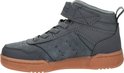 Grijze Skechers veterboot met bruine zool, rechter zijaanzicht.