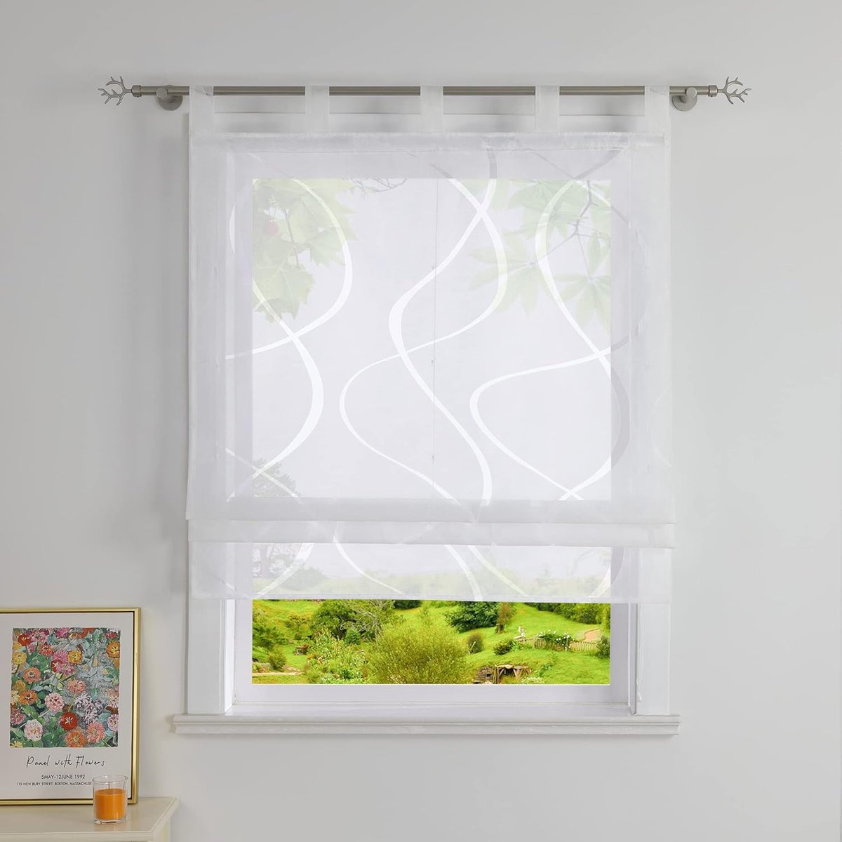 Ausbrenner vouwgordijn met lussen, wit breedte x hoogte 100x140 cm