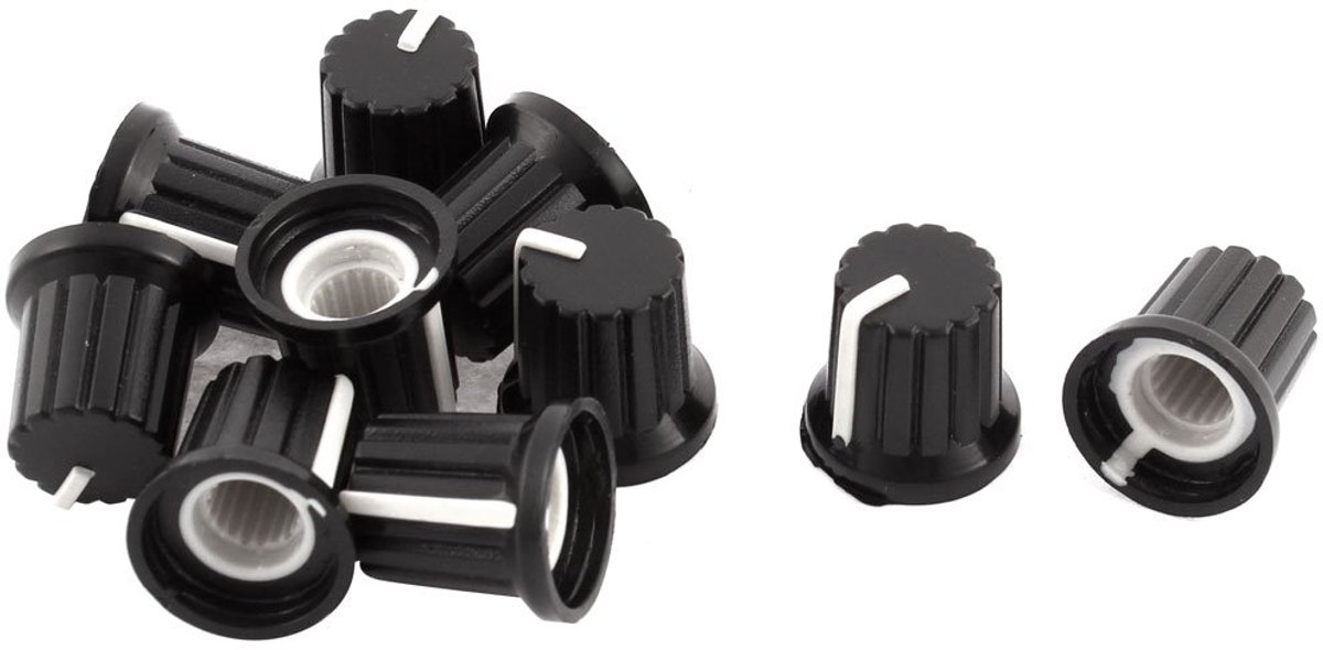 10 stuks 6 mm asgat potentiometer draaiknoppen knoppen Zwart