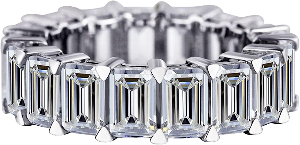 S925 6ct Emerald Cut Diamond Eternity Ring Trouwring Ring