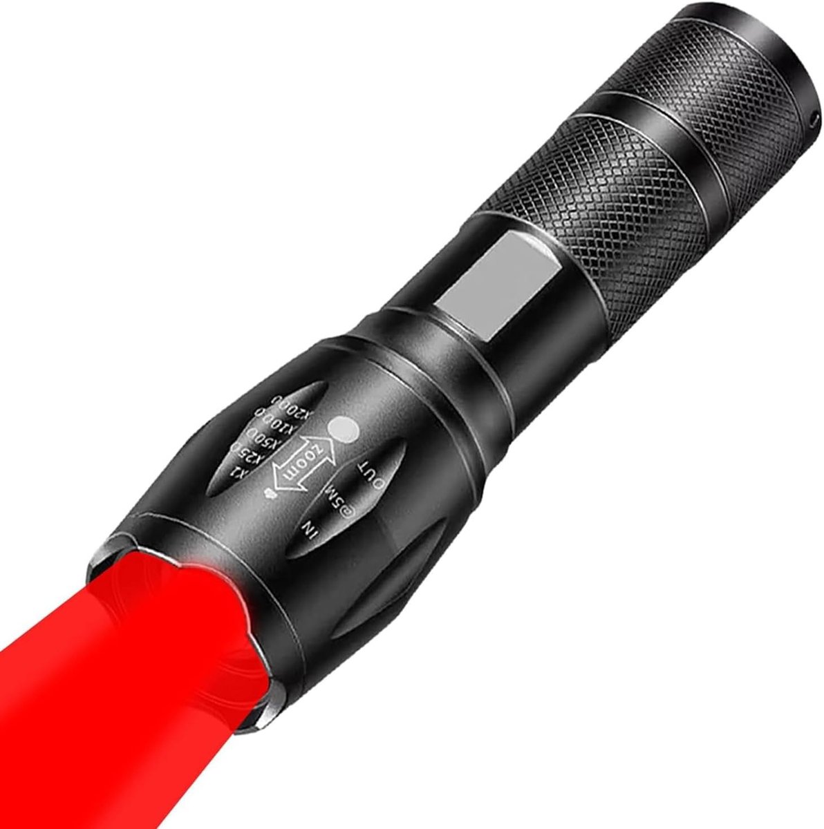 Oplaadbare 2-in-1 LED Zaklamp met Zoomfunctie - Handheld Rood en Wit Licht voor Nachtzicht, Vissen en Astrofotografie