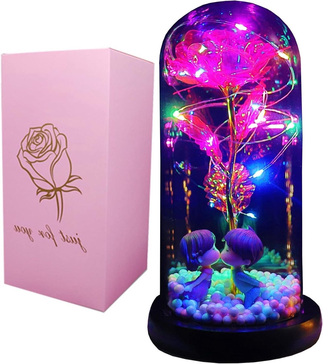 Galaxy Roos - Kunstbloem Decoratieve Lamp - Romantisch Cadeau - Nooit Verwelkend - 8.6 cm Hoog - Kleurrijk LED