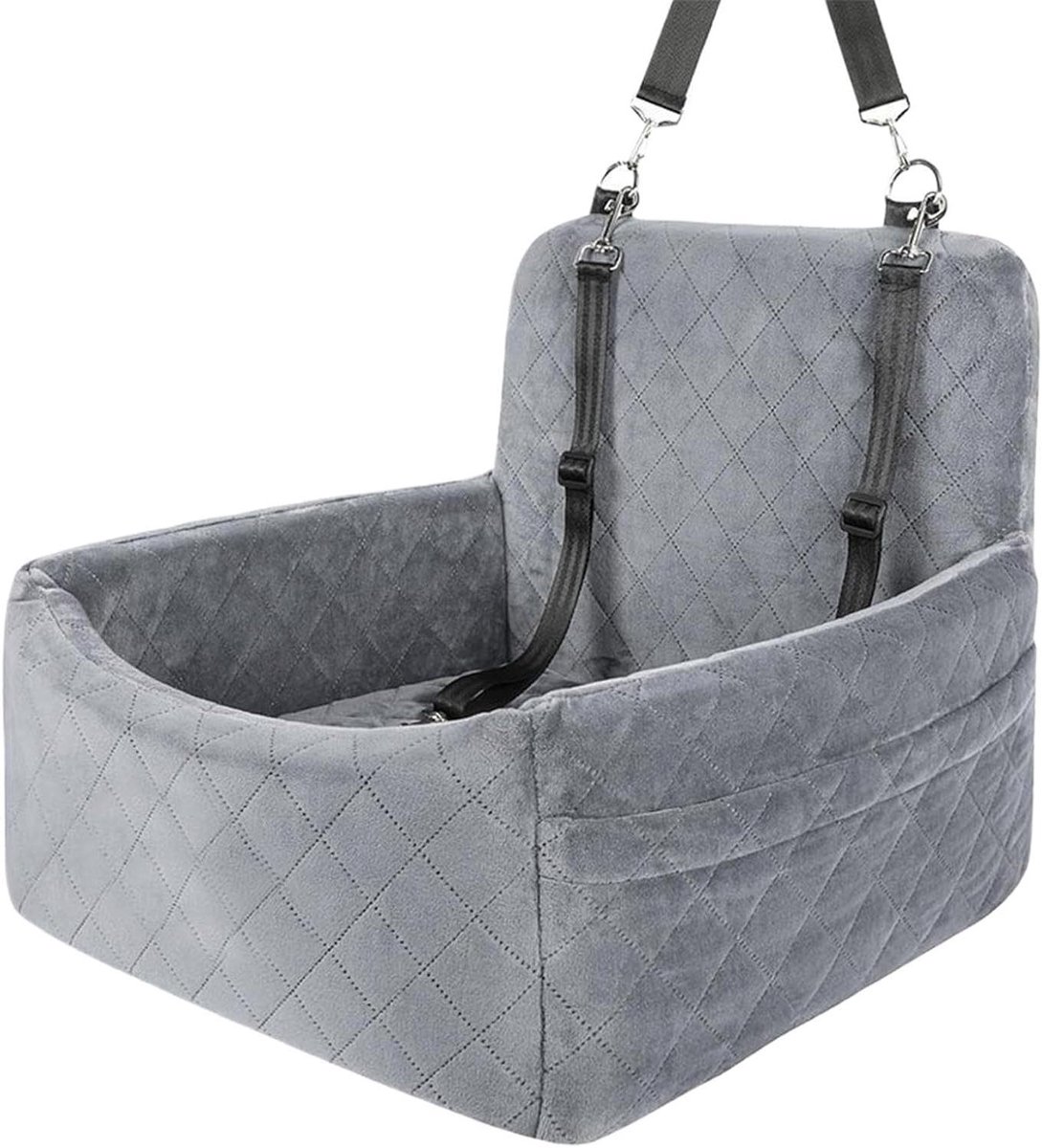 Honden Autostoel - Huisdier Reisstoel - Veilig Reizen - Afneembare Hoes - 40x40x35 cm - Grijs