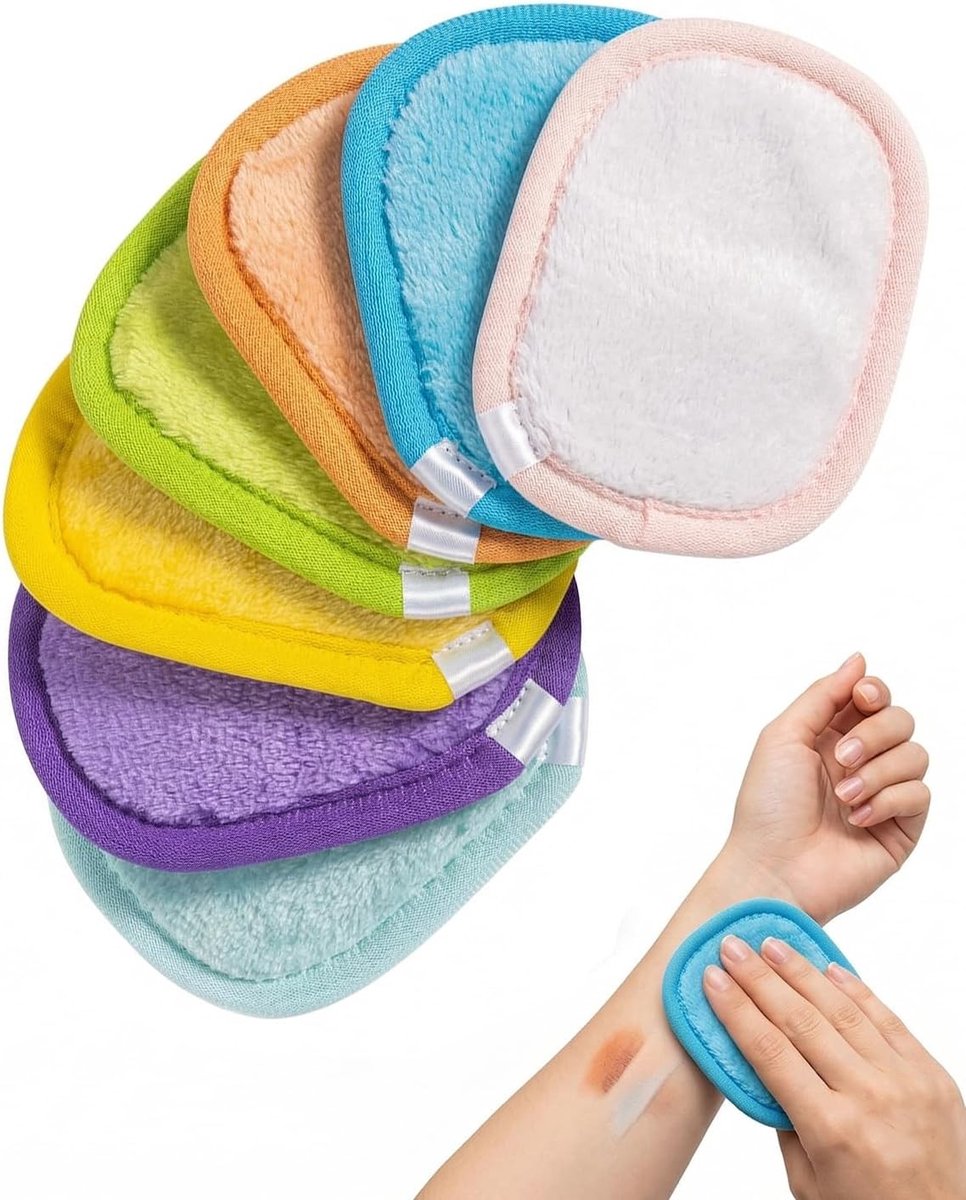 Make-up Remover Doekjes - Gezichtsreinigingsdoekjes Microvezel - Huid Reinigen - Ultrazacht Materiaal - 7 Stuks - Multicolor