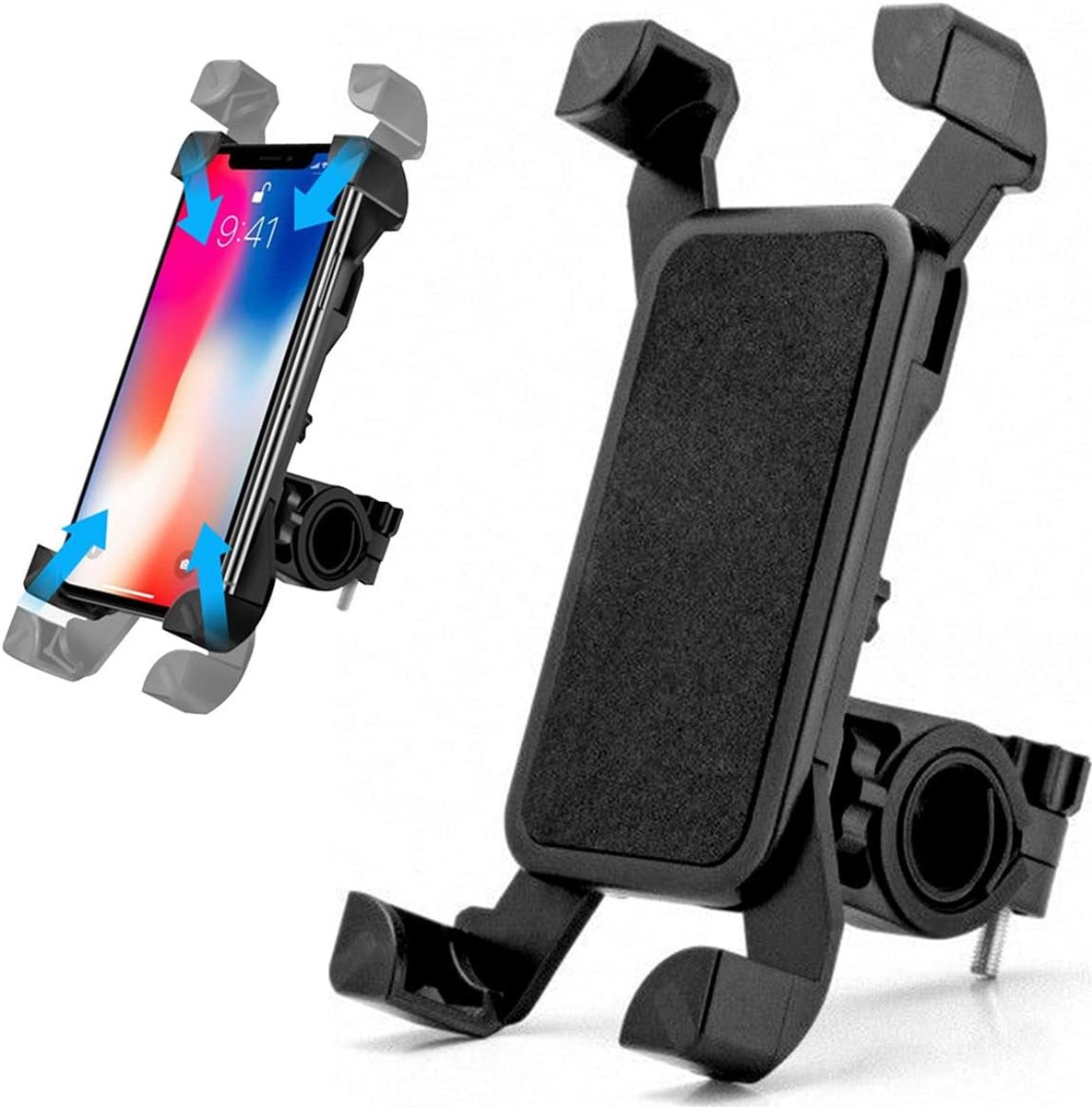 Bobypet - Motor Telefoonhouder & Telefoonhouder Fiets - 360° Draaibare Stuurhouder voor Motor, Scooter en E-Bike - Trillingsvrij & Universeel voor 3.5-7 Inch - Zwart