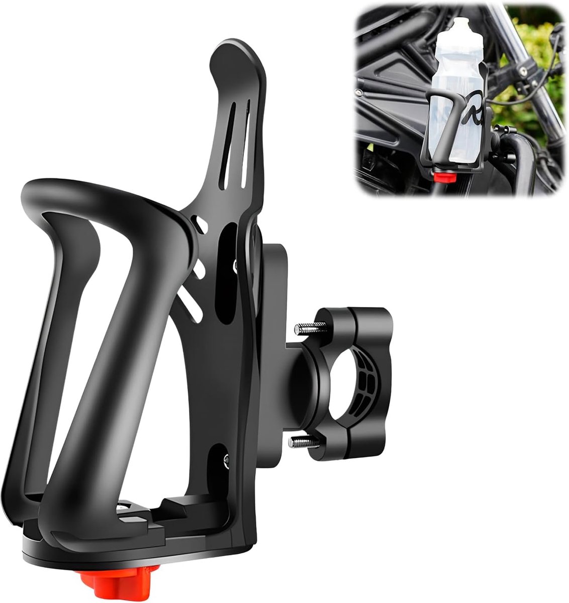 Bobypet - Flessenhouder Fiets & Bekerhouder - 360° Draaibare Drinkfleshouder voor MTB, Racefiets, E-Bike en Kinderwagen - Verstelbaar voor Flessen 55-78 mm - Zwart