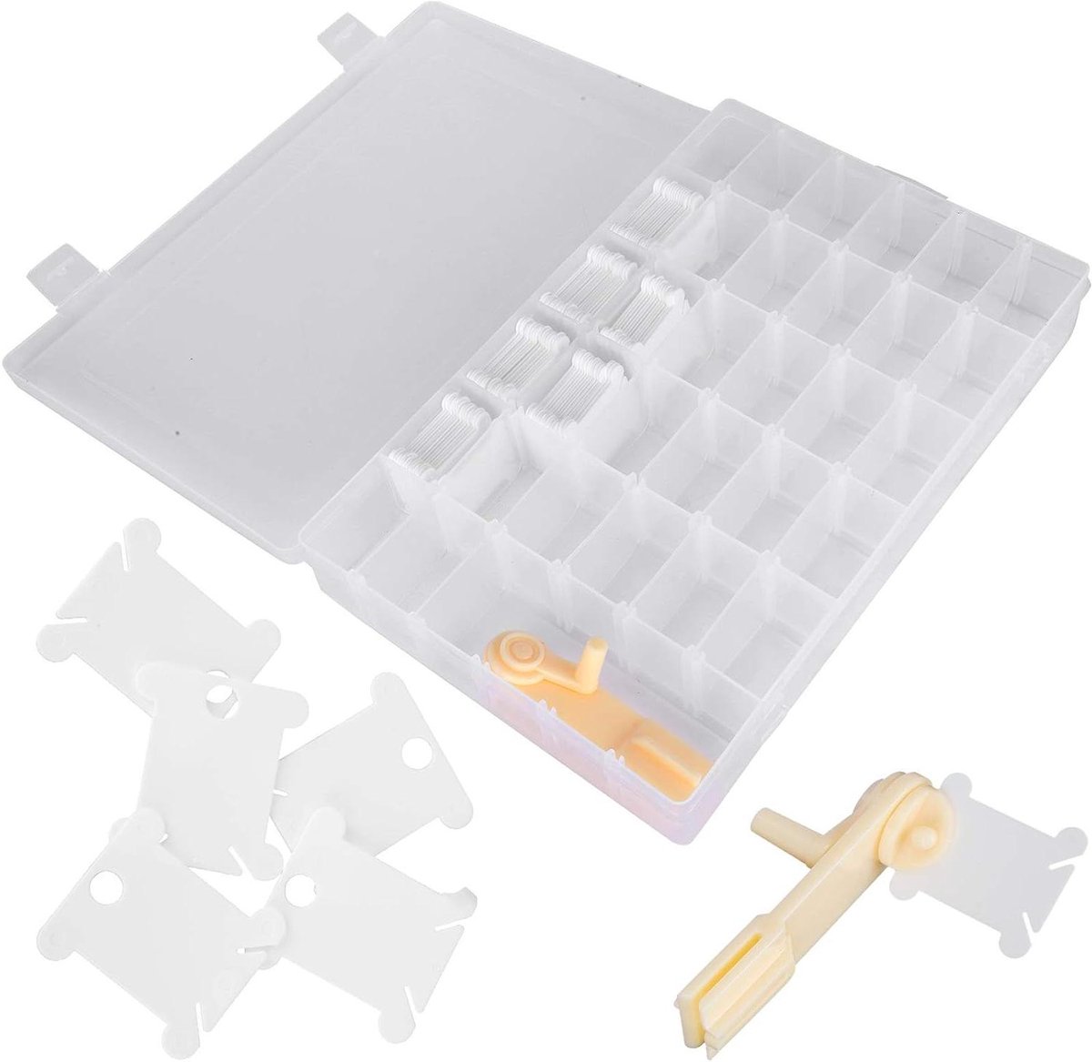 Plastic Draadwikkelset - Borduurgaren Organizer - Naaiwerk Organiseren - Dubbelzijdig Ontwerp - 28 x 19 x 4 cm - Wit