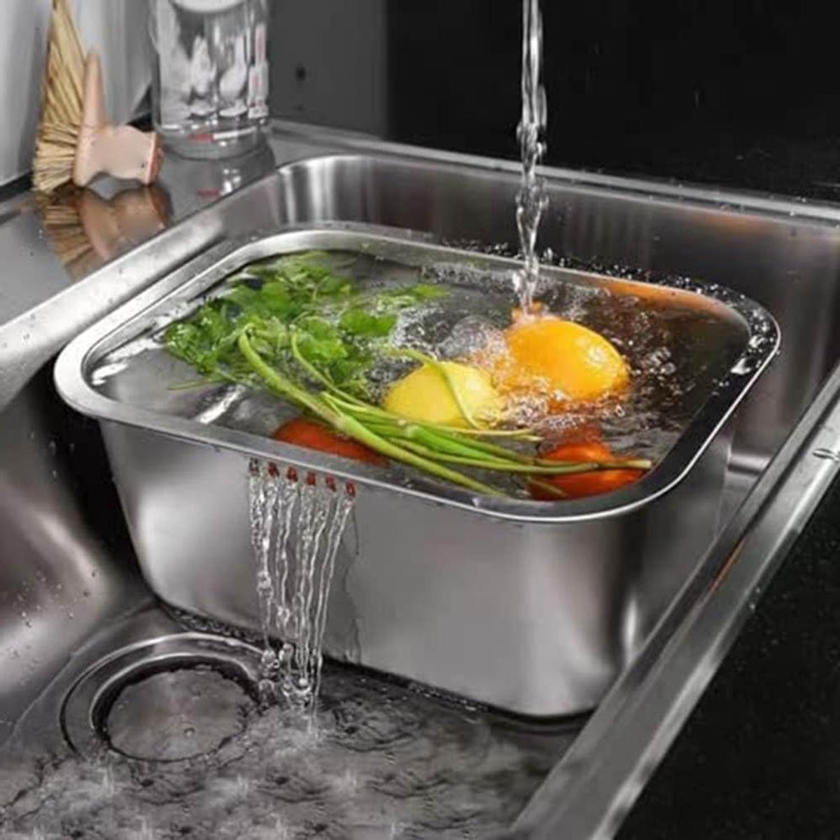 RVS Utility Bowl - Spoelbak Wasbak - Kamperen Koken - Grote capaciteit - 10 liter - Zilver