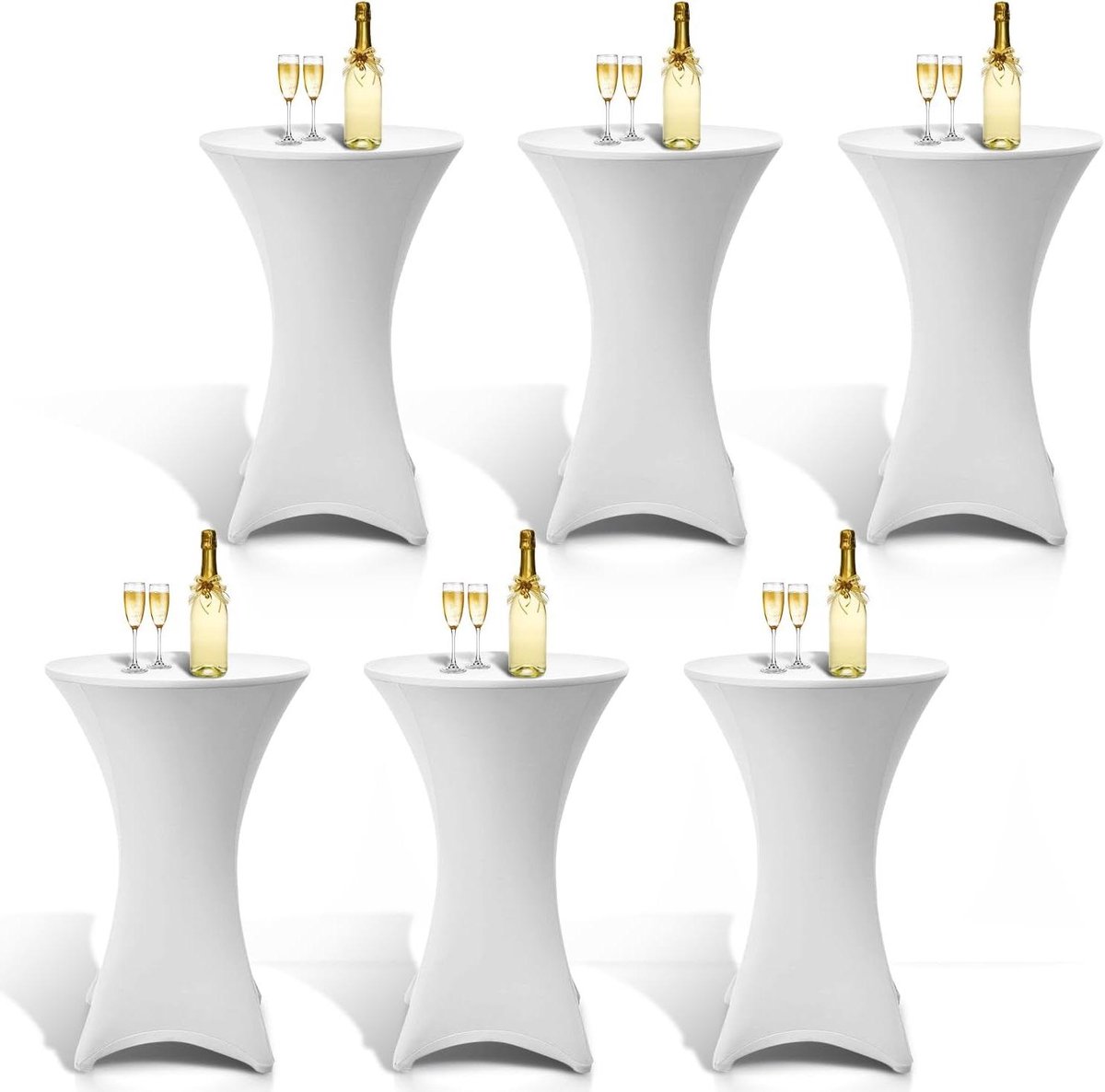 Statafelhoezen Set - Bistrotafelhoezen Stretch - Evenementen Aankleden - Universele Pasvorm - Ø60-65 cm - Wit