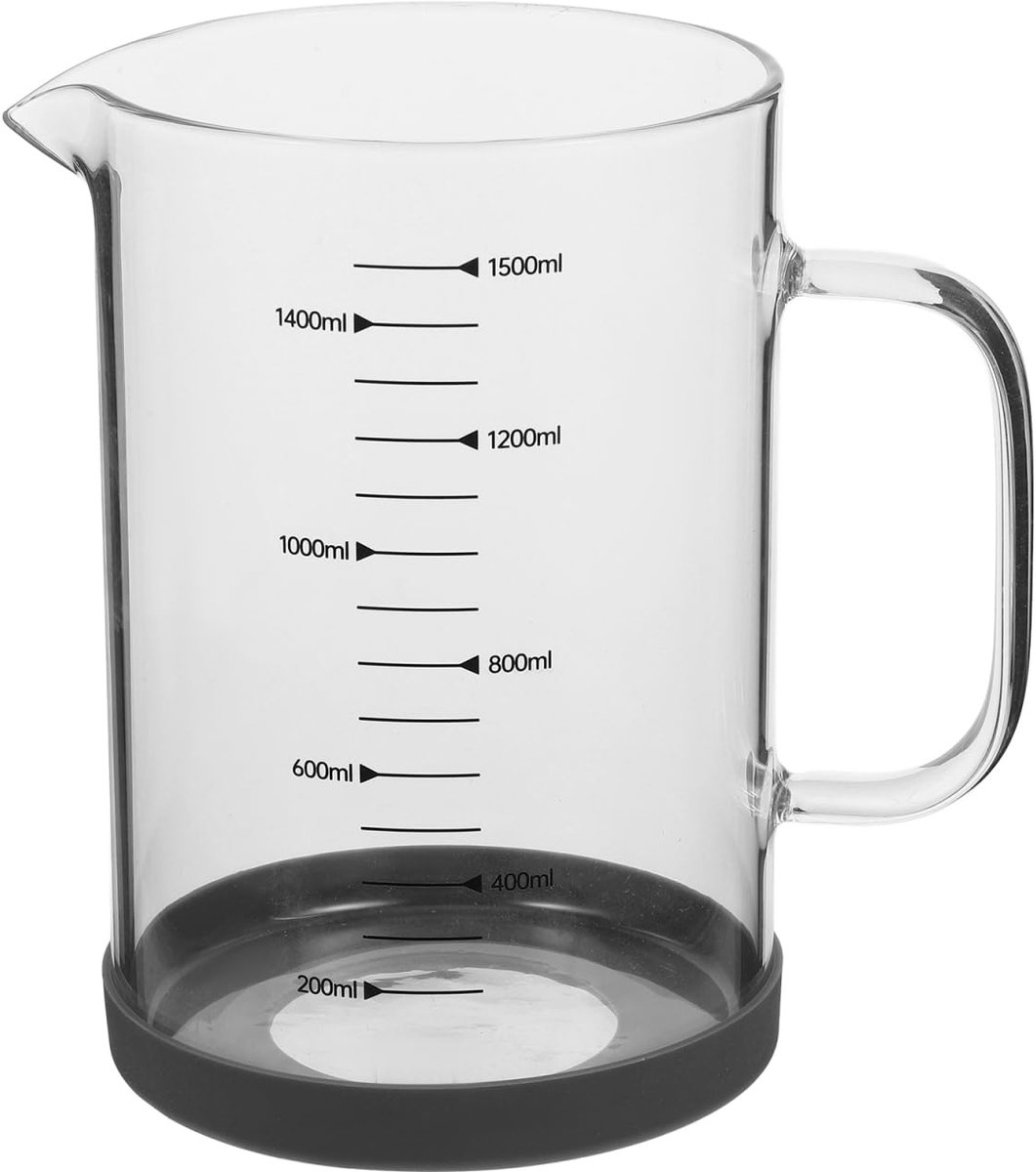 SnelShoppen - Meetbeker Glas 1500 ml - Maatbeker met Handvat - Ideaal voor Koken, Bakken, Dranken en Koffie - Keukenaccessoire