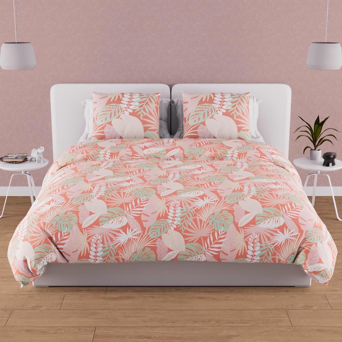 SnelShoppen - Dekbedovertrek Set 240x220cm Katoen 57 Draad Tanzania Koraal, Luxe Dekbedovertrek voor Slaapkamer, Machinewasbaar, Comfortabel en Stijlv
