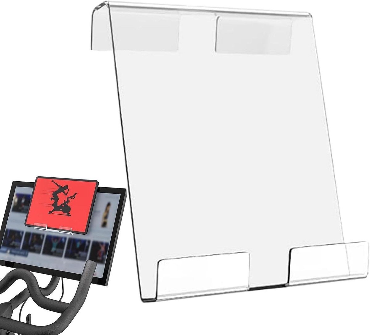 Tablethouder Hometrainer - Telefoonhouder Fiets - Thuis Fitness - Acryl Materiaal - 24.5 x 18 x 5.3 cm - Transparant