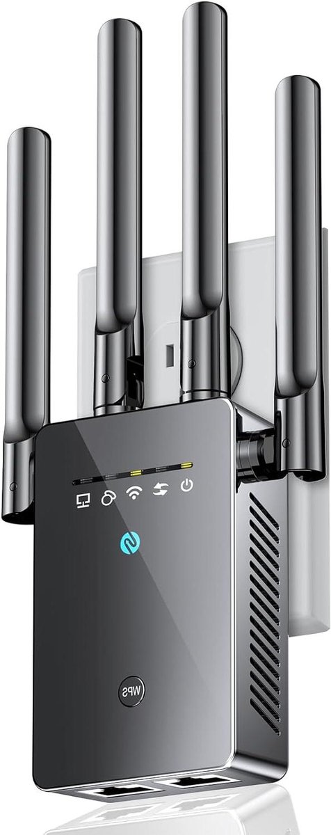 Wifi Versterker - Internet Extender - Stabiel Netwerk - 4 Externe Antennes - 20.8 x 10.1 cm - Wit
