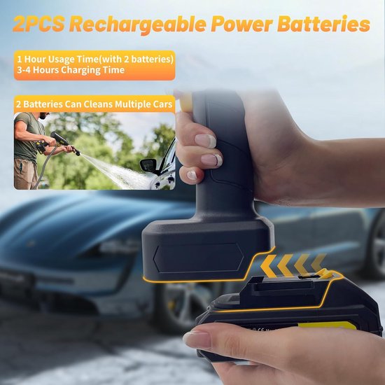 SnelShoppen - Mobiele Hogedrukreiniger voor de Auto, Krachtige Waterdruk, Lichtgewicht en Draagbaar, Ideaal voor Auto, Tuin en Camping, 1500W, Inclusi van Snelshoppen — afbeelding 2