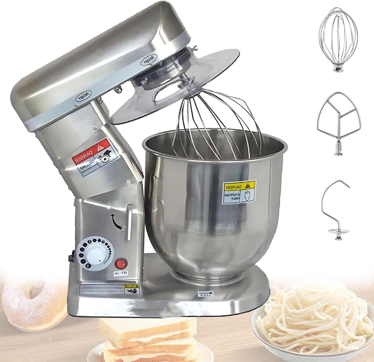 Elektrische Keukenrobot - Keukenmixer Standmixer - Bakken Ingrediënten Mengen - 3 Snelheden Instelbaar - 5L Kom Capaciteit - Zilver