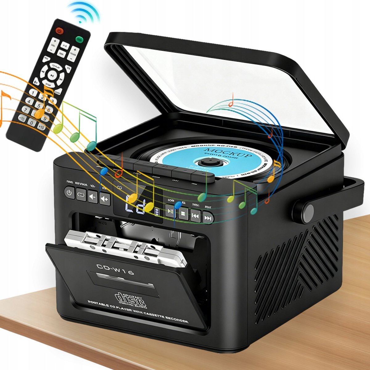 All-in-1 Speler - Retro CD Speler - Cassettespeler - Bluetooth Luidspreker - FM - USB & SD & AUX - 5000mAh - Opnemen - Afstandsbediening - Voor Slaapkamer Woonkamer en Kantoor - Cadeau