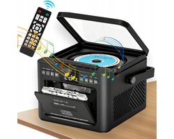 All-in-1 Speler - Retro CD Speler - Cassettespeler - Bluetooth Luidspreker - FM - USB & SD & AUX - 5000mAh - Opnemen - Afstandsbediening - Voor Slaapkamer Woonkamer en Kantoor - Cadeau