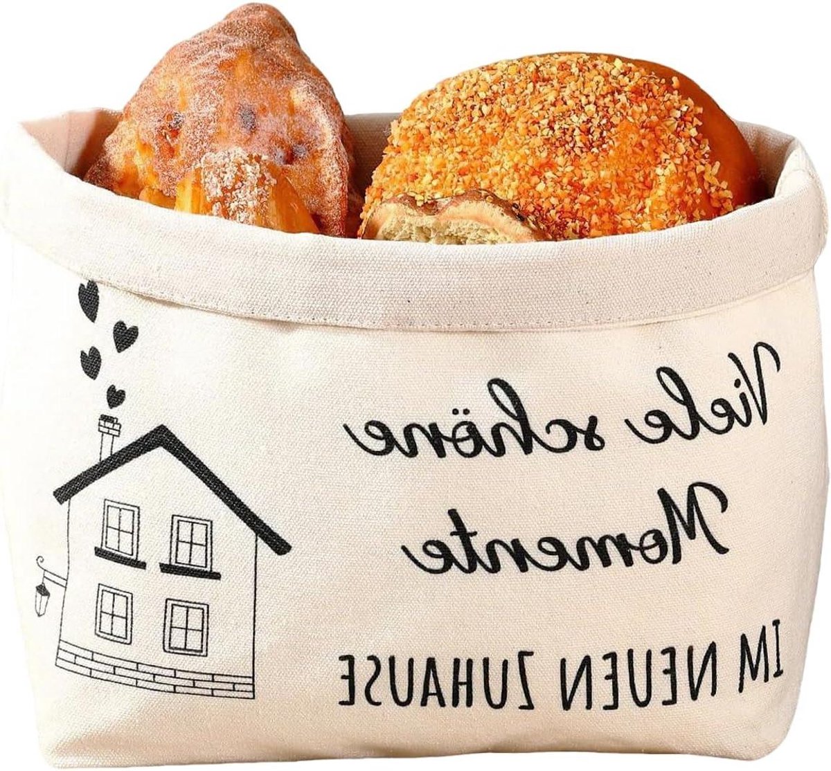 Broodmand Stof - Mand Brood - Brood Presenteren - Met Stoffen Binnenvoering - 20 x 15 x 2 cm - Wit