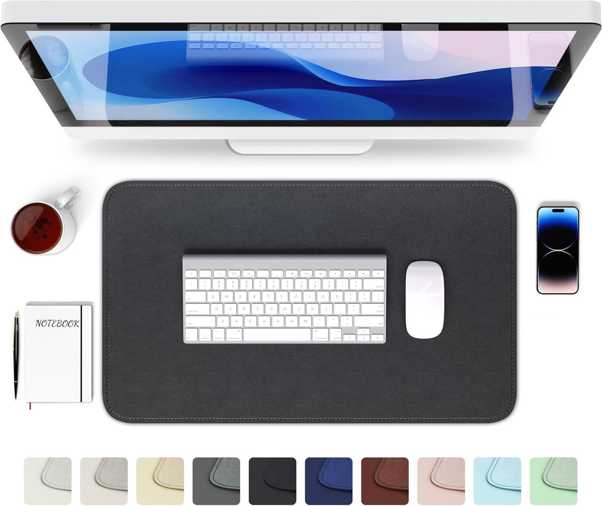 GOMIN Bureauonderlegger, 60 x 35 cm, PU-lederen muismat, waterdicht en antislip, groot laptop-tafelonderlegger - ShopVlot
