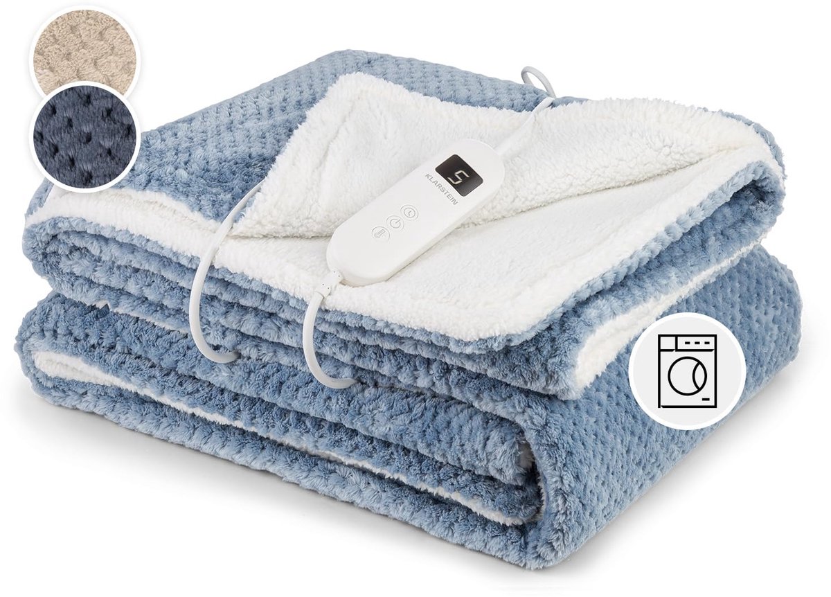 SnelShoppen - XL elektrische knuffeldeken 180x130 cm met automatische uitschakeling, wasmachinebestendige warmtedeken, dubbelzijdige deken voor bed en
