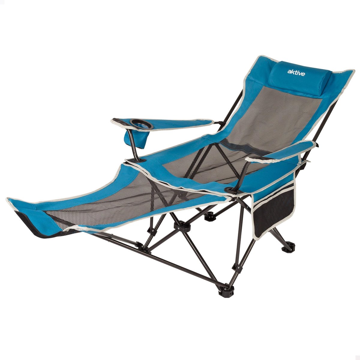SnelShoppen - Campingstoel inklapbaar met kussen en onderzetter, kantelbestendig, voor 1 persoon, tot 150 kg, tuinligstoel voor buiten, ideaal voor ca