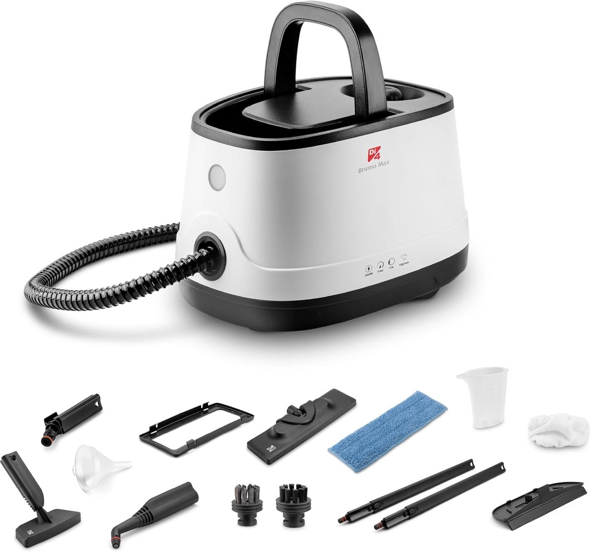 SnelShoppen - Krachtige Stoomreiniger 2000W met 4 Bar Druk, 1.5L Tank, Klaar in 6 Minuten, 13 Accessoires voor Chemievrij Schoonmaken en Desinfecteren