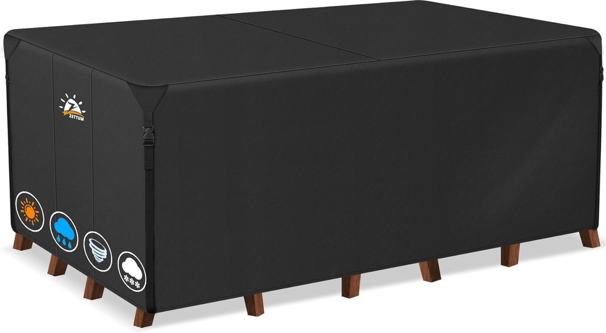 SnelShoppen - Tuinmeubelhoes 242 x 182 x 100 cm, Waterdichte Beschermhoes voor Tuinsets, 600D Oxford PU, Stevige Rectangular Cover voor Lounge en Pati