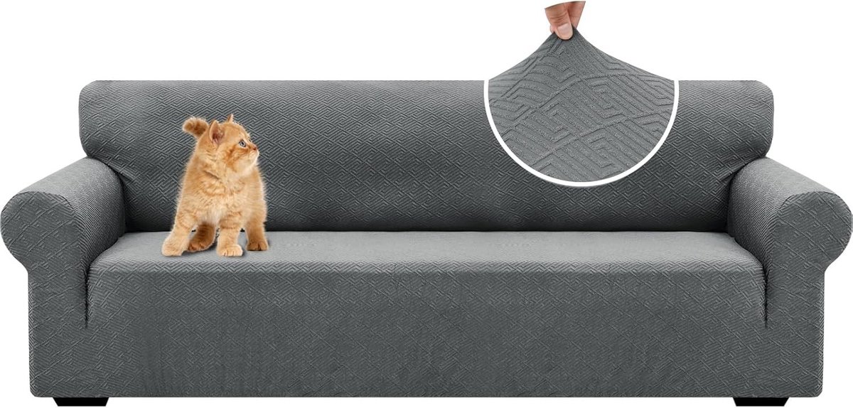 Stretch Sofa Cover voor 4 Zits Bank, Elastische Hoes voor Woonkamer, Universele Anti-slip Armleuning Hoes, Krasbestendige Meubelhoes in Rood