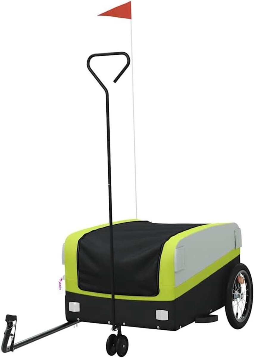 Fietskar - Transportwagen Trolley - Zware Goederen Vervoer - Robuust IJzeren Frame - 45 kg Draagvermogen - Zwart Groen