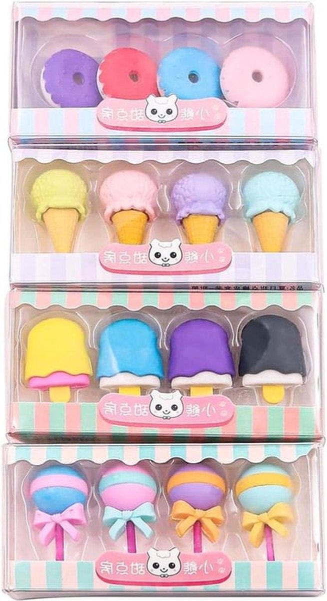 - Creatieve gum - Grappige gummen set - Kindercadeau - Kleurrijk - Verjaardagscadeau - Studenten beloningsfeest - 16 stuks