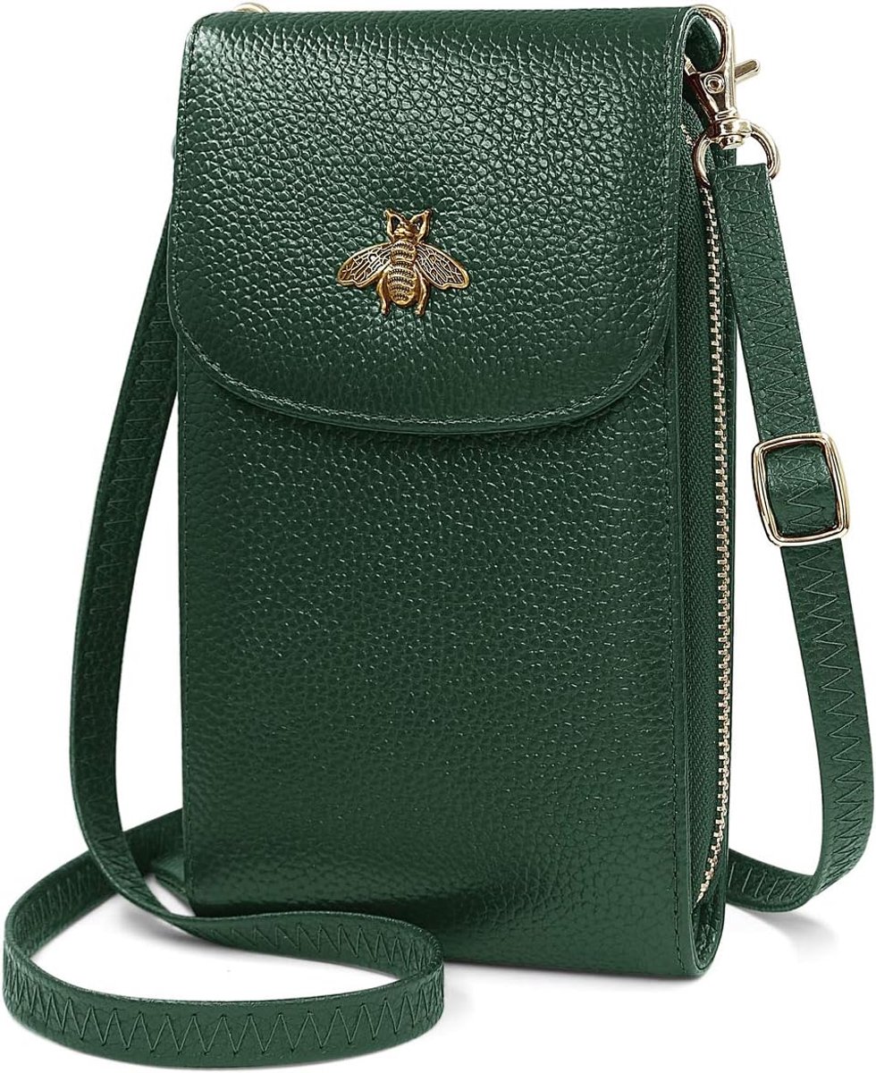 Thijox - Dames Schoudertas Klein van Echt Leer, Crossbody Telefoontas met 8 Kaartsleuven en Meerdere Vakken, Perfect voor Feest en Dagelijks Gebruik