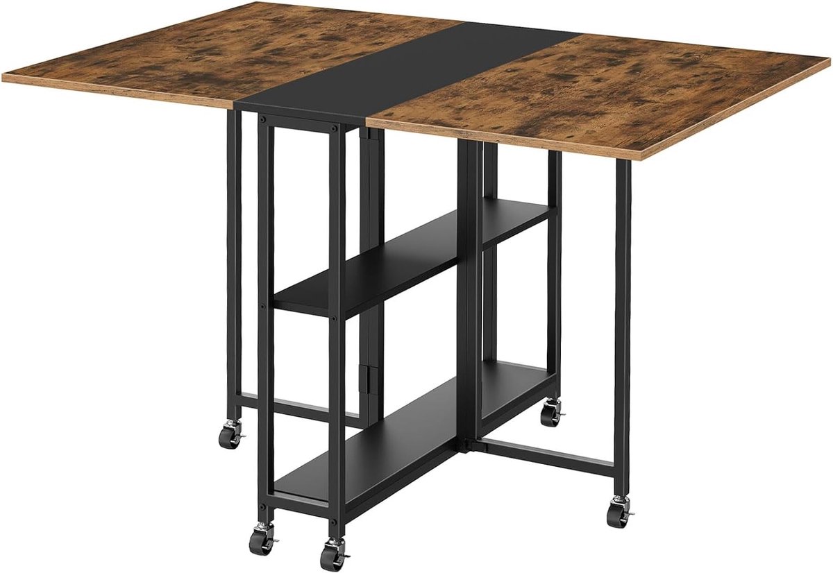 Inklapbare eettafel ruimtebesparend verrijdbare keukentafel met wielen uitschuifbaar ontwe