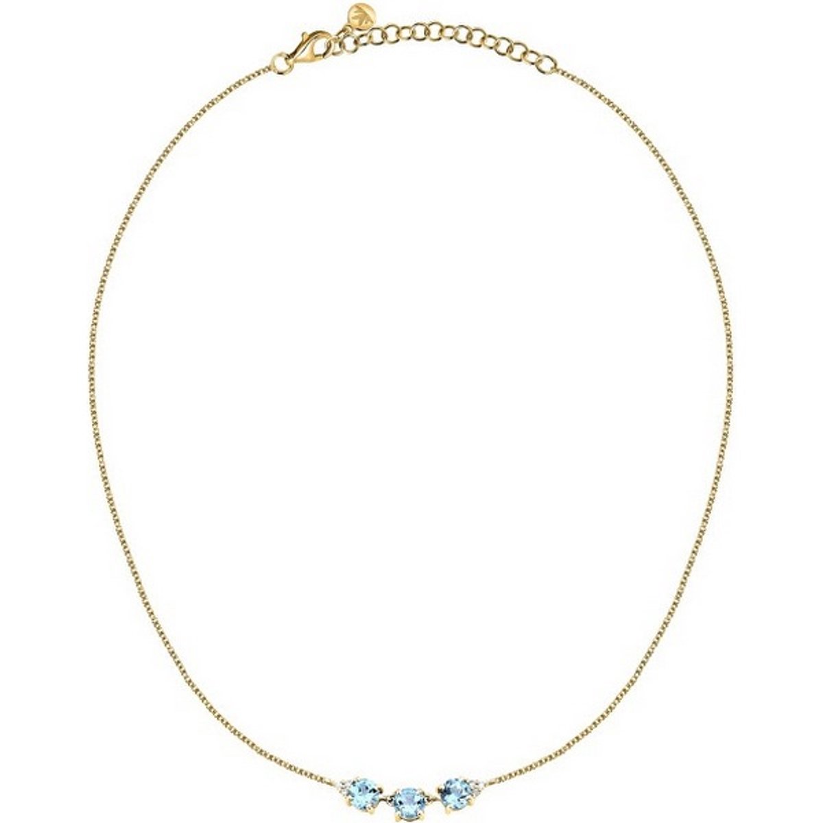 MORELLATO TESORI SAIW302 GOLD-PLATED KETTING MET LICHTBLAUWE ZIRKONIA'S 1 STUK