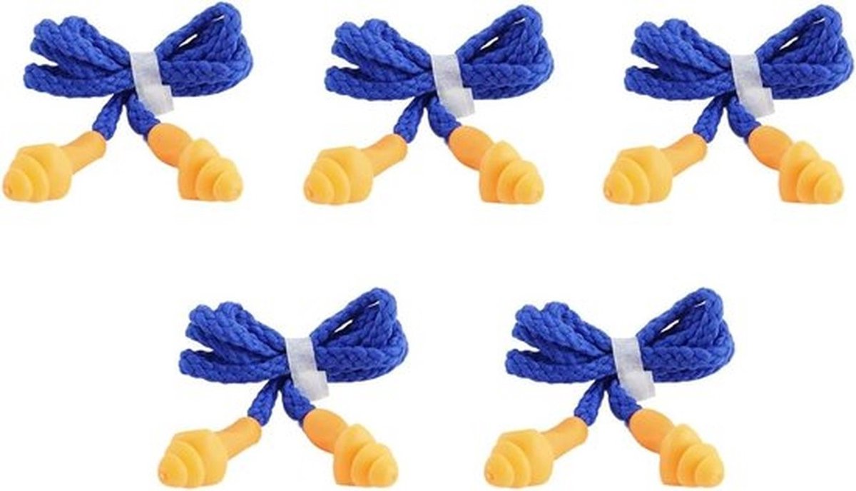 Vormbare oordopjes - Gehoorbescherming - Geluidsreductie - Beschermhoes - Herbruikbare oordopjes - Geschikt voor werk en studie - 5 stuks, zwart, oordopjes met kabel.