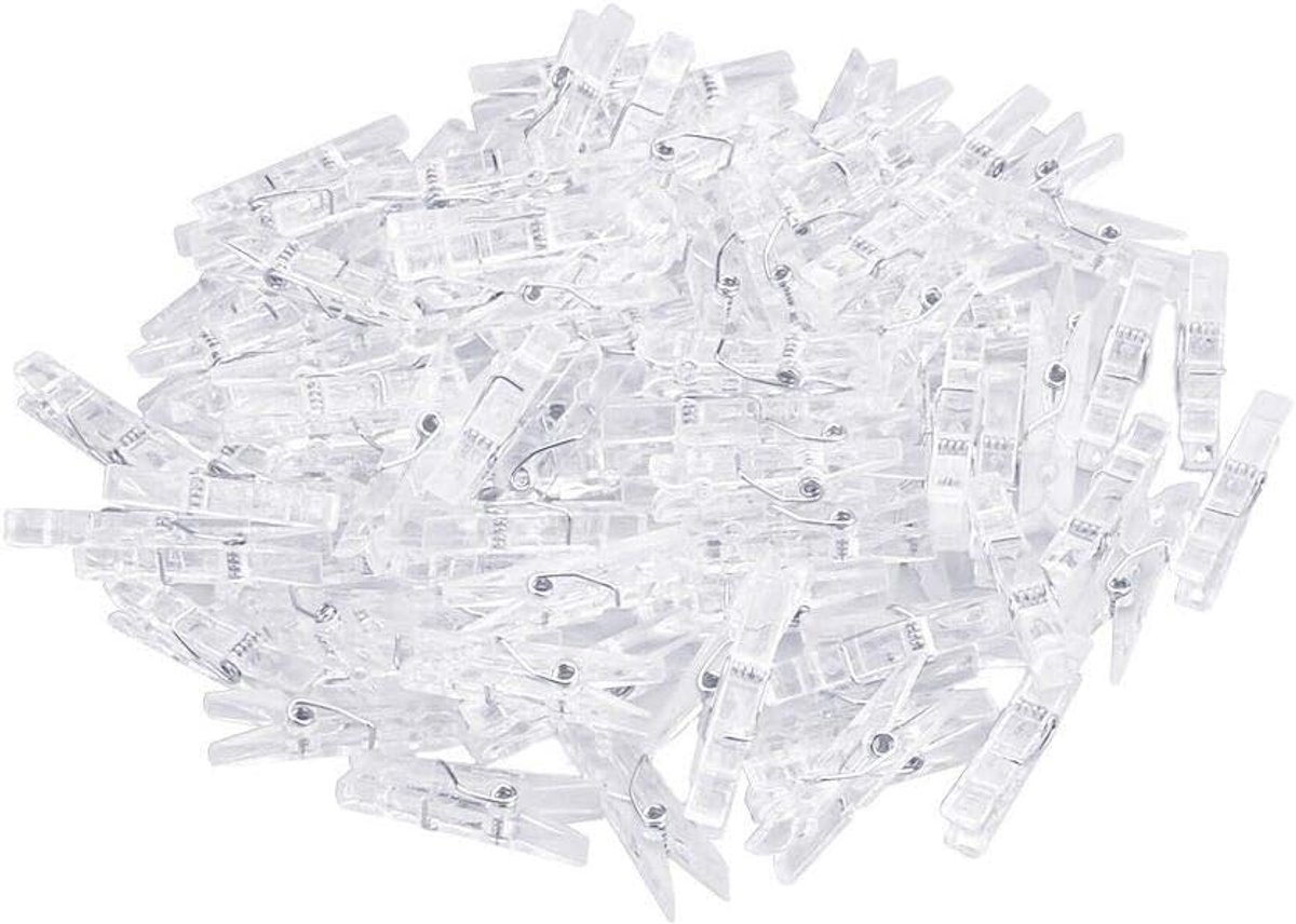 Thijox - Wasknijpers 100 Stuks Mini Doorzichtige Knijpers - Milieuvriendelijk Plastic, Herbruikbaar, Compact Voor Foto's, Kleding, Zak Verzegelen, Cre