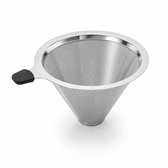 Koffiefilter met Siliconen Grip - Pour-over Filter - Vaatwasserbestendig - Compact Voor Mok, Kan En Reizen - Duurzaam - RVS - Zilver