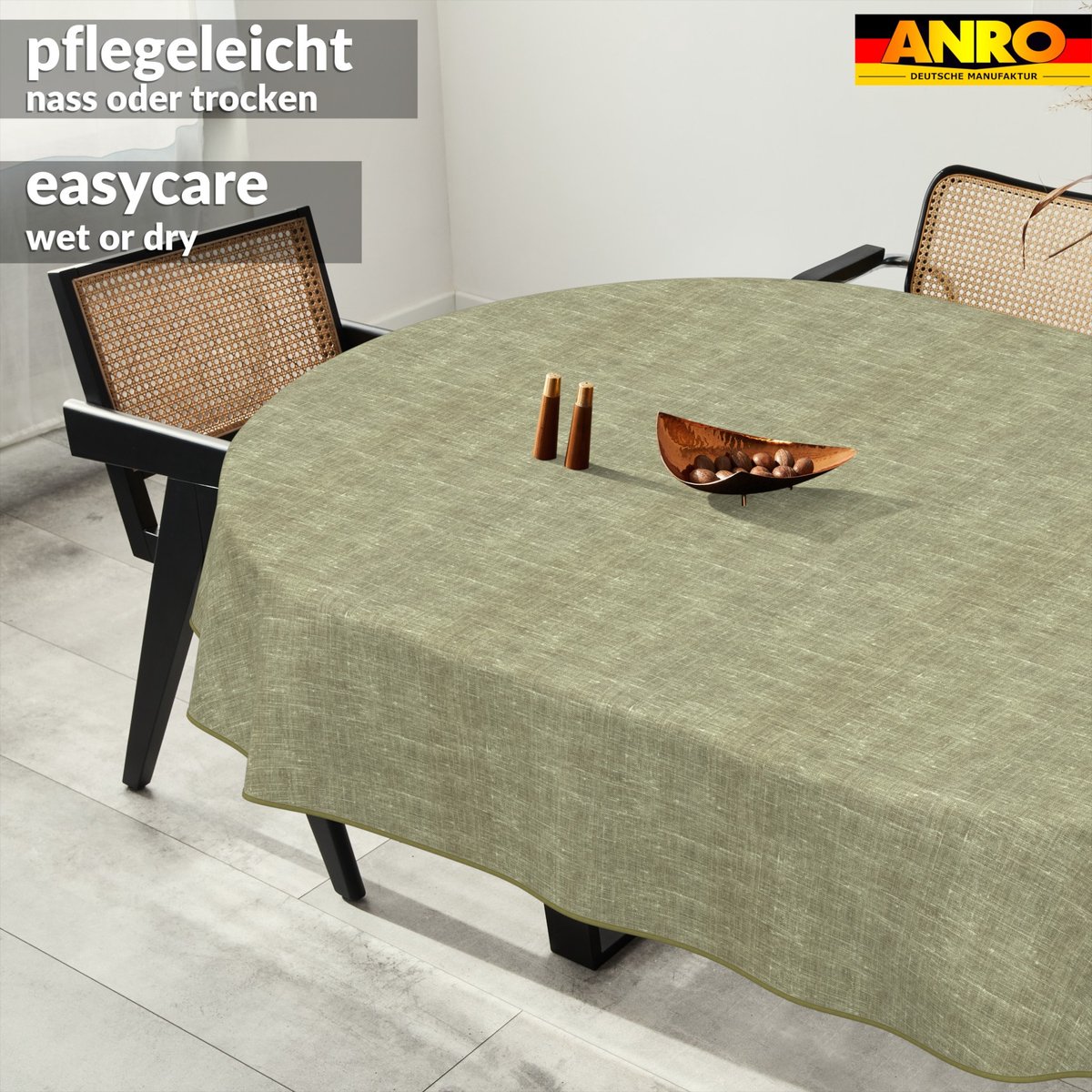 ANRO Tafelkleed Effen linnenlook Meerkleurig Ovaal 260x140cm Met sierband Afwasbaar Waterafstotend