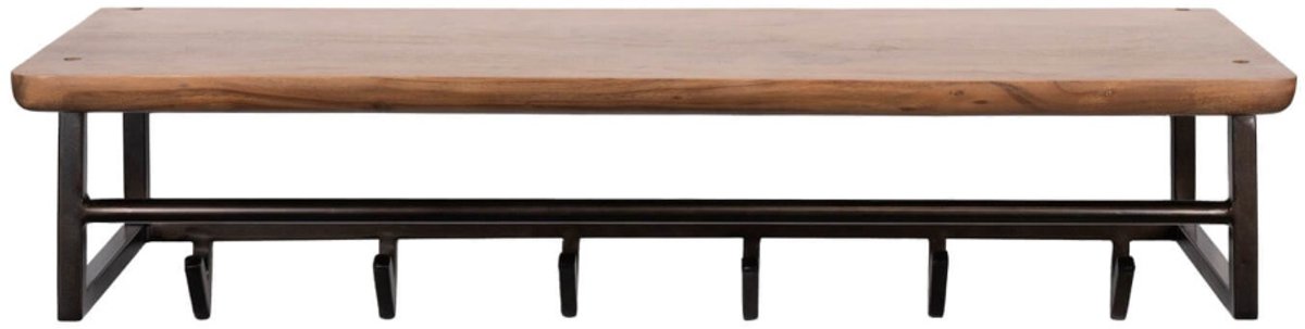 Kapstok Edge Curve Brons Massief Acacia Bruin 6 Haken 100cm Hoedenplank