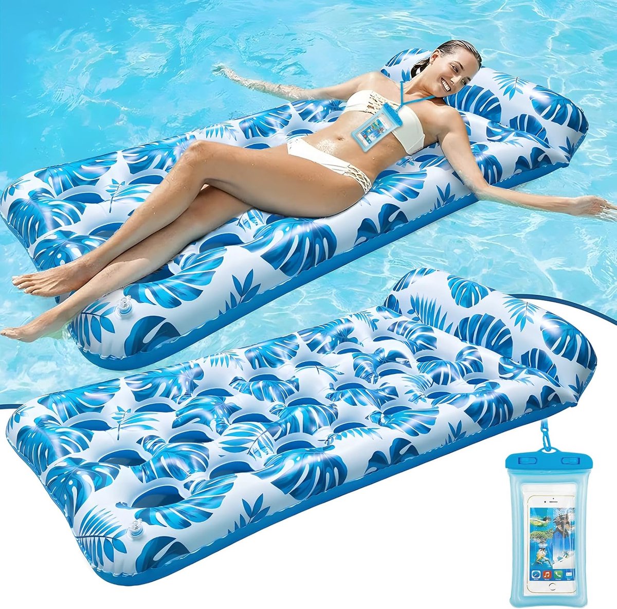 Thijox - Opblaasbare Zwemstoel voor Zwembad, Ergonomisch Zwembadbed met Bekerhouder, Luchtmatras voor Comfortabel Relaxen, Ideaal voor Tuin, Strand en