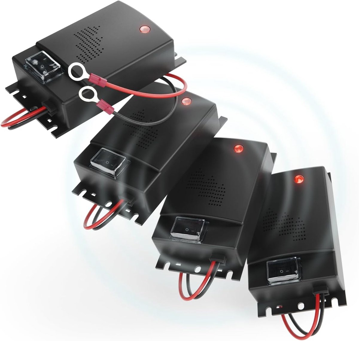 Thijox - 4x Marterverschrikker met 12V Batterijaansluiting - Ultrasoon Geluid - Marterverjager voor Motorruimte - Marterbescherming - Eenvoudige Insta