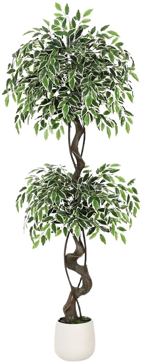 Kunstmatige Ficusboom - Realistisch met Luxe Keramische Pot - voor woonkamer en kantoor - 150 cm Groen Kunstzijde - 180 cm