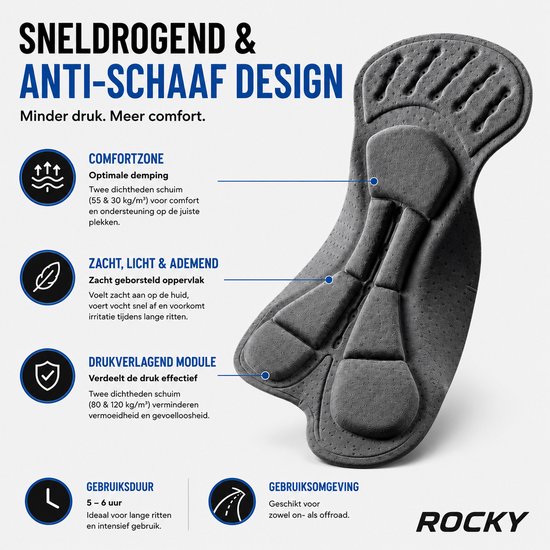 Rocky Fietsshort met Zeem - Fietsbroek - Wielrenbroek - Wielerbroek - Fietskleding - Koersbroek - bibshort -Fietsbroek Heren met Zeem - Maat M — afbeelding 4