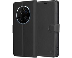 Hoesje geschikt voor HONOR Magic7 Pro - Techsuit Leather Folio Book Wallet Case - Zwart