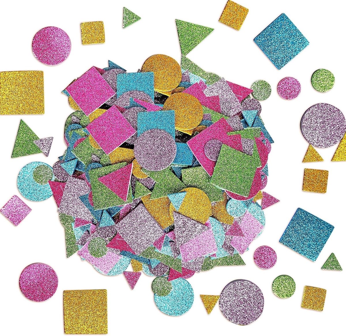 Glitter stickers voor kinderen, zelfklevende geometrische vormen voor wanddecoratie en knutselen, 2.5cm-5cm