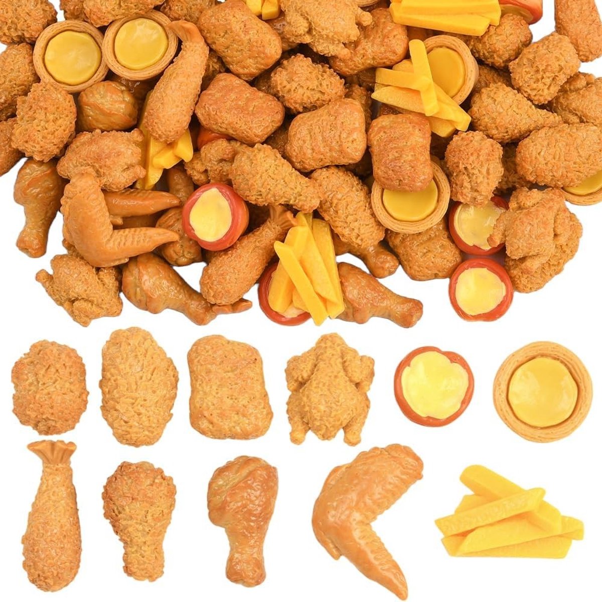 11 Stijlen 110 Stuks Simulatie Kippenpootjes en Realistische Frietjes voor Fotografie en Decoratie in Keuken en Kantoor
